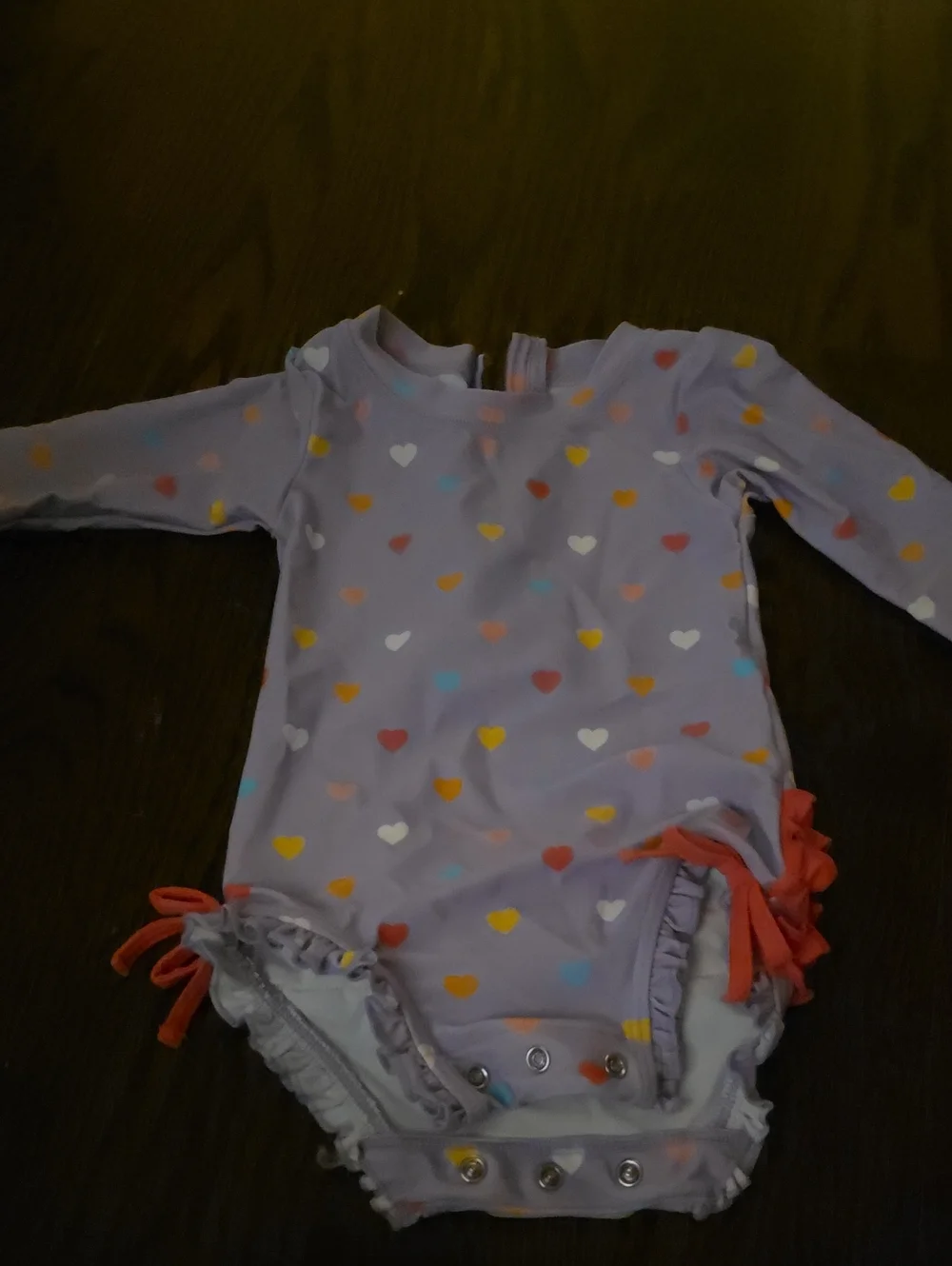 Ruffle Butts Lavender Heart One-Piece Swimsuit with Coral Ties